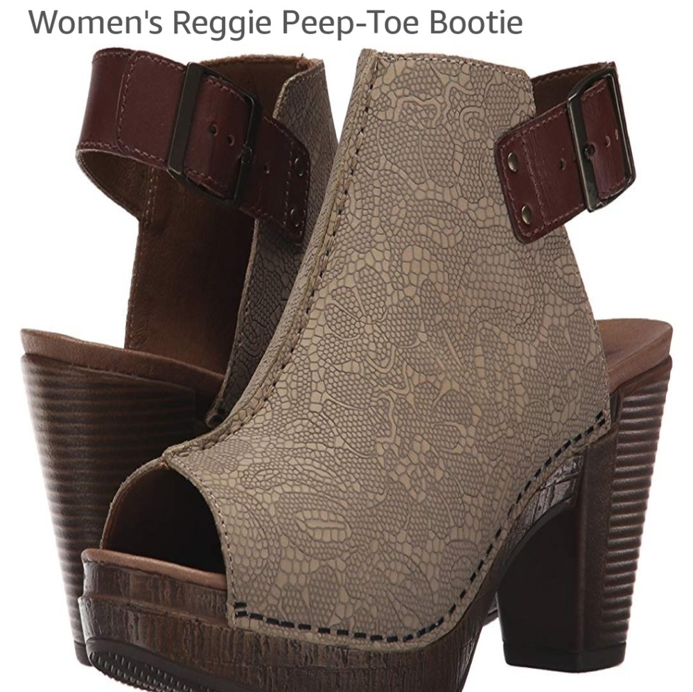 NIB Dansko Reggie Taupe Lace Nubuck Peep Toe